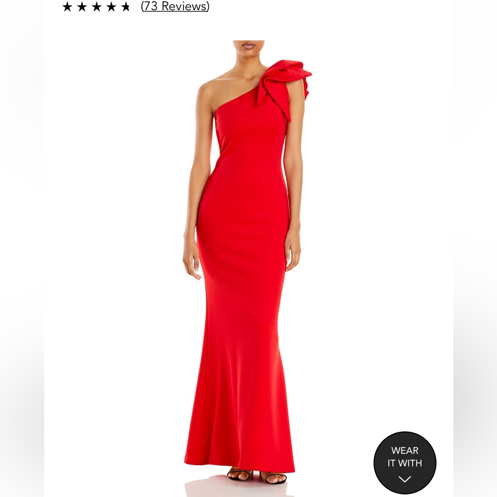 Aqua Bloomingdales Exclusive Red Scuba Formal Dress Gown